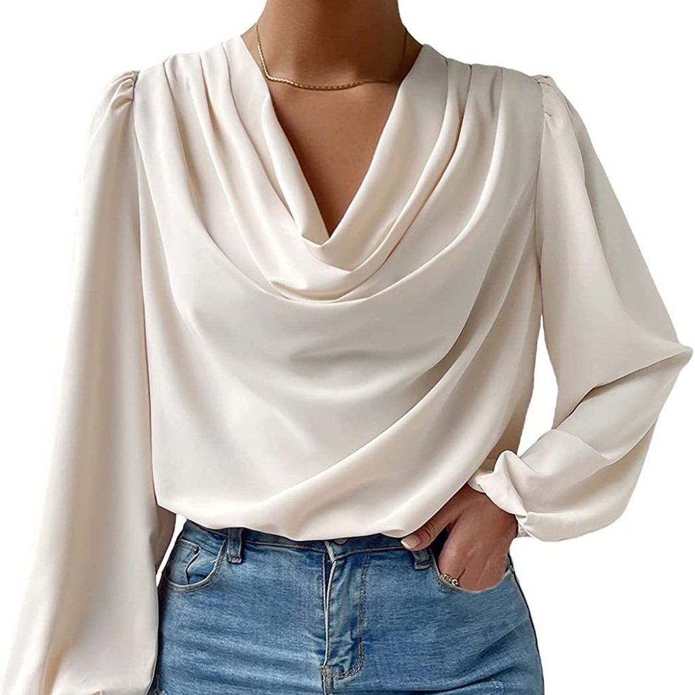 Cowl Neck Long Sleeve Blouse